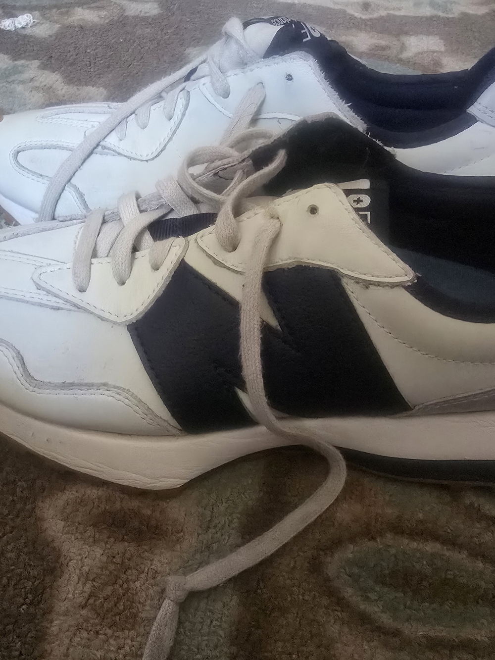 New Balance Women's White and Black Athletic Sneakers with Navy Accents